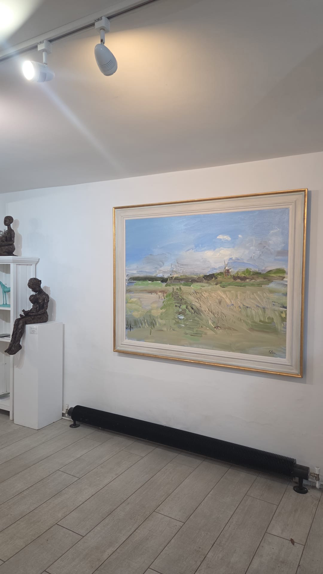 Cley Mill with Fields (on display in the gallery) Oil on Canvas 101 x 131 cm< (Photo: James Basset)