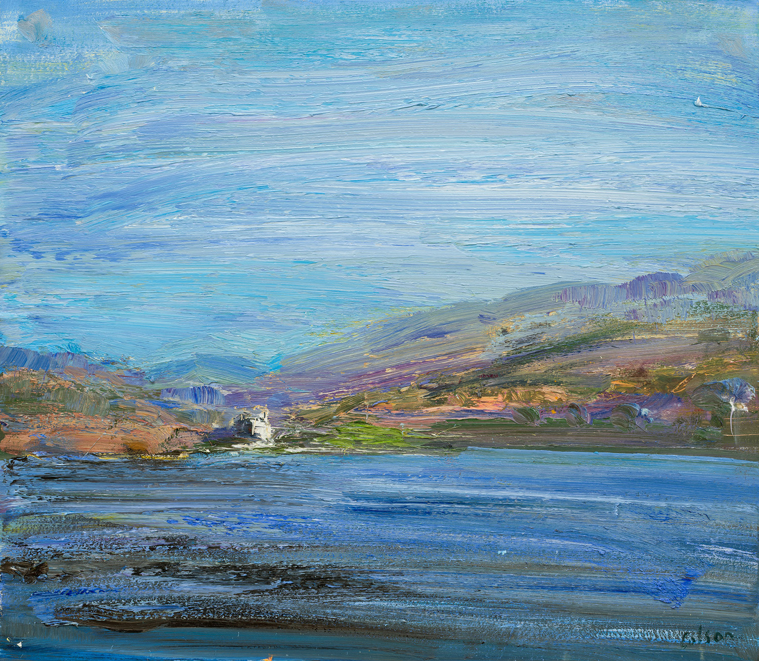 Oil painting by Richard Colson of Dunderave Castle, Loch Fyne
