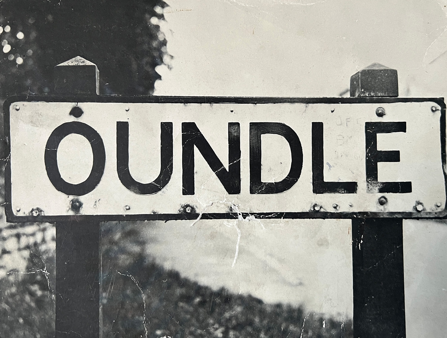 Oundle Road Sign, Oundle School Northants UK