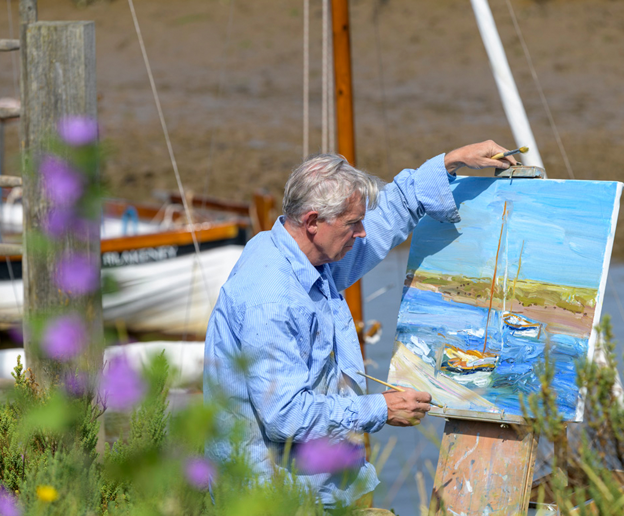 Richard Colson painting in Blakeney, Norfolk