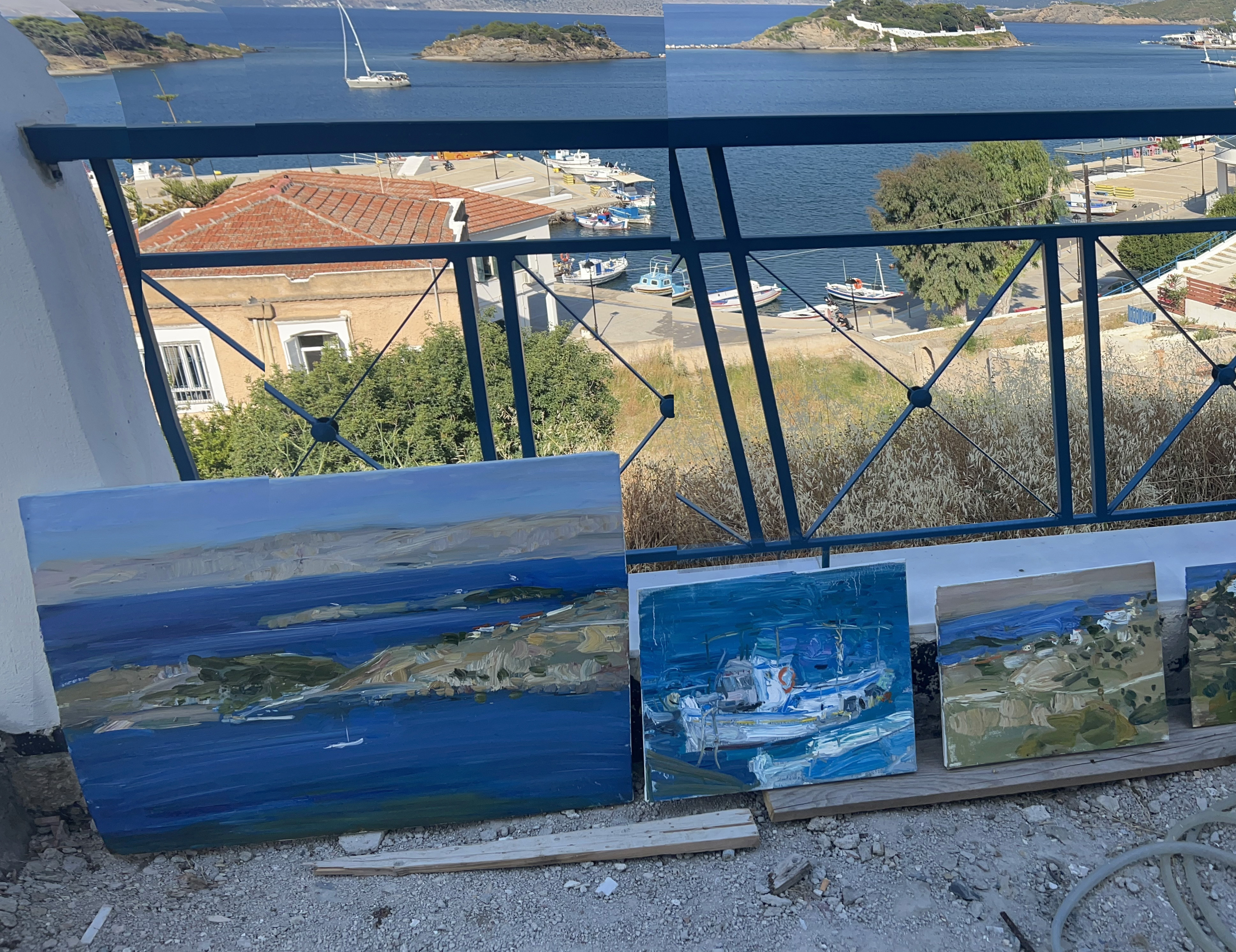 Richard Colson's paintings on Oinusses, Greece