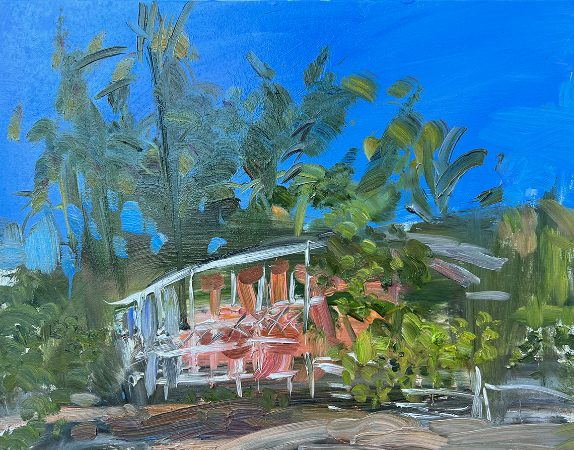 Oil painting of a house on Playa Penca Beach